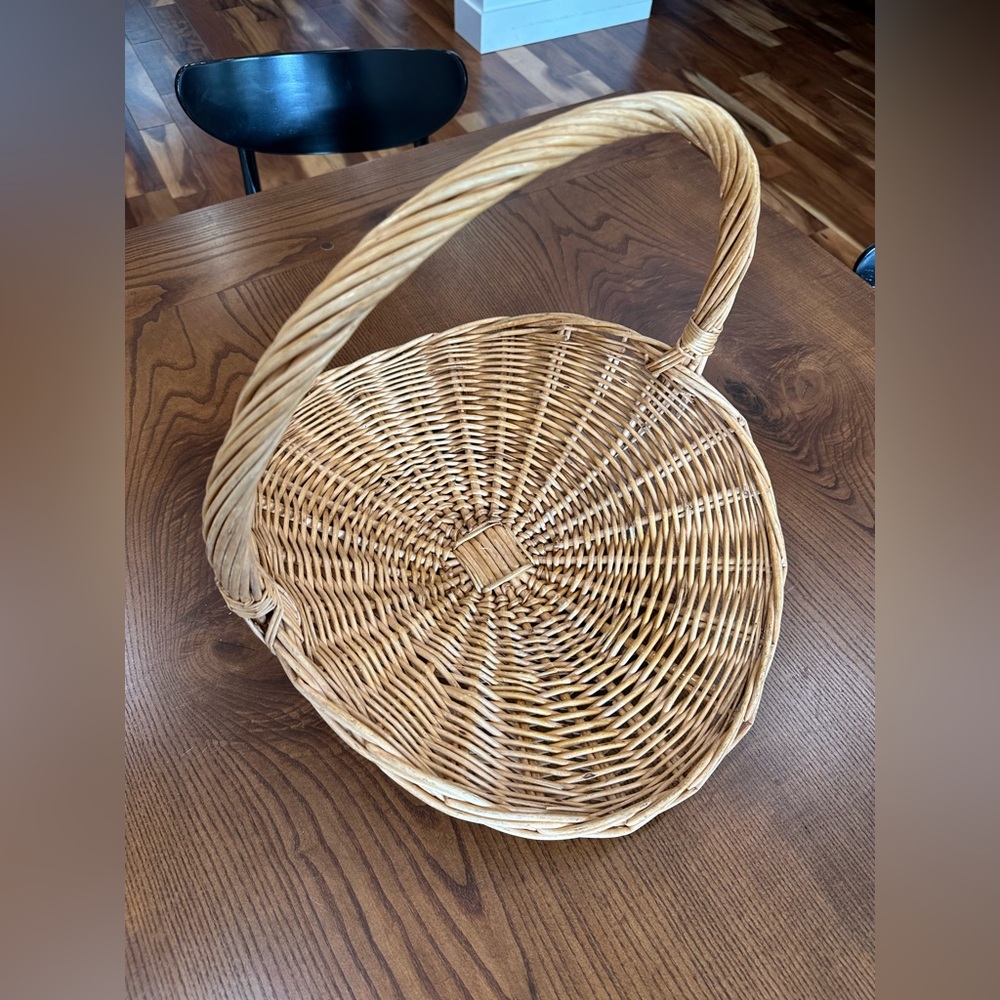 Vintage Woven Gather Basket with Handle